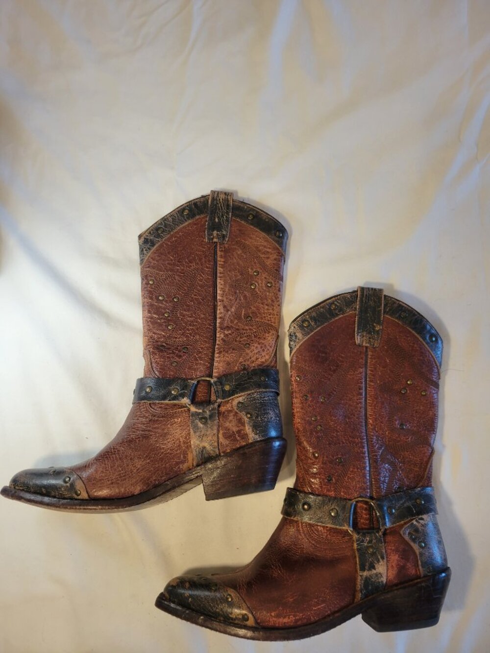Bed|Stü Cisalpine Harness Boots Cobbler Series Distressed Leather Women's 7.5 - Picture 11 of 15